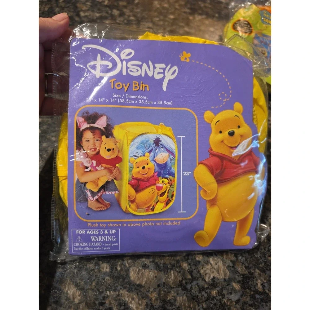 Vtg Disney Pooh Bear Pop-Up Mesh Clothes Hamper with Handles New
